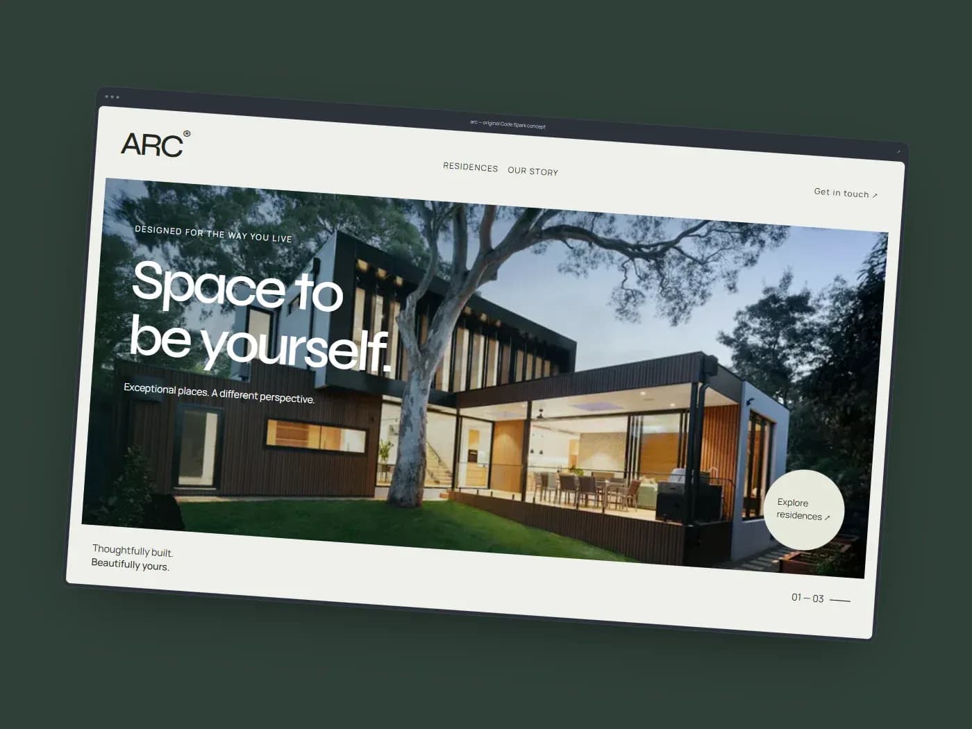 ARC Residences — original Code Spark website concept